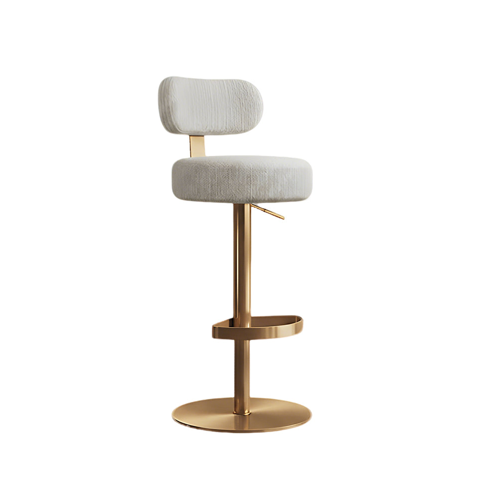 1 Piece Modern Upholstered Adjustable Bar Stool with Gold Metal Base