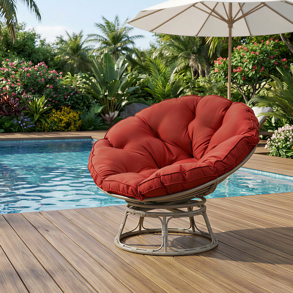 Round Papasan Lounge Chair with Plush Cushioned Seat