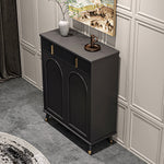 Load image into Gallery viewer, 55.1" Modern Luxury Shoe Cabinet with Arched Panel Doors &amp; Gold Accents Elegant Entryway Storage Sideboard
