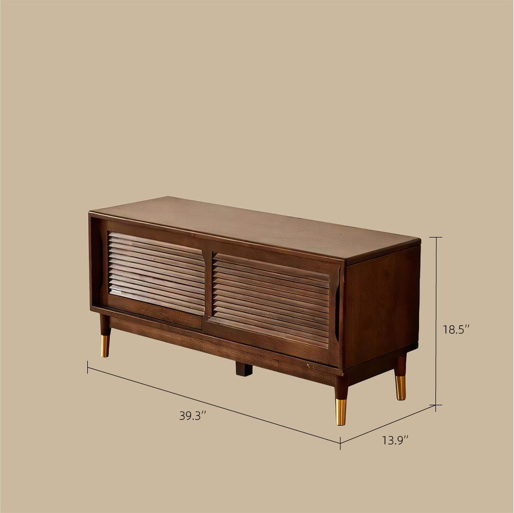 39.3'' Modern Wooden Louvered Door Shoe Cabinet Large Capacity Hidden Shoe Storage