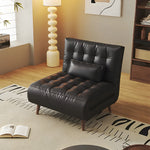 Load image into Gallery viewer, Modern Faux Leather Sofa Bed Convertible Sleeper Couch with Wood Armrests Tufted Design
