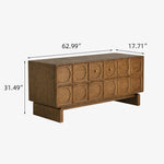 Load image into Gallery viewer, 62.99" Rustic Media Console with Circular Textured Doors and Concealed Storage and Cable Cutouts
