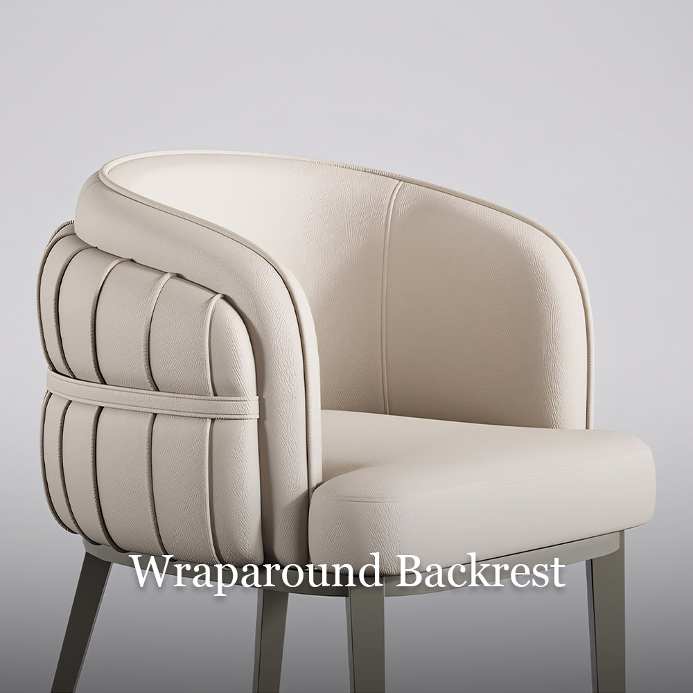 Set of 2 Modern Upholstered Dining Chair with Curved Backrest Cream Accent Chair Minimalist Dining Chair