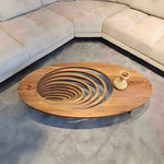 Load image into Gallery viewer, Modern Artistic Coffee Table with 3D Vortex Design and Tempered Glass Top
