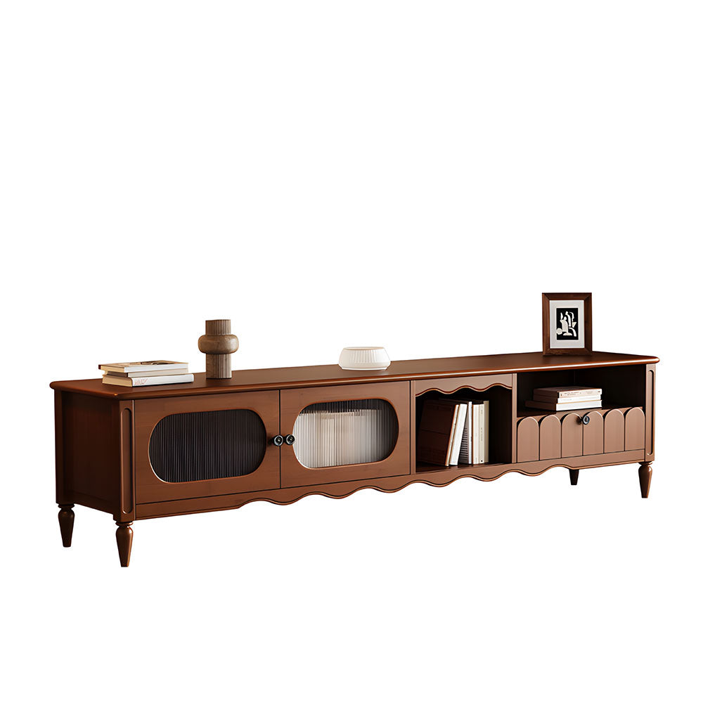 Walnut TV Stand Cabinet with Elegant Design and Spacious Storage Solutions