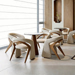 Load image into Gallery viewer, Modern Sculptural Accent Chair Upholstered Fabric with Solid Wood Frame Curved Artistic Design 1 Piece
