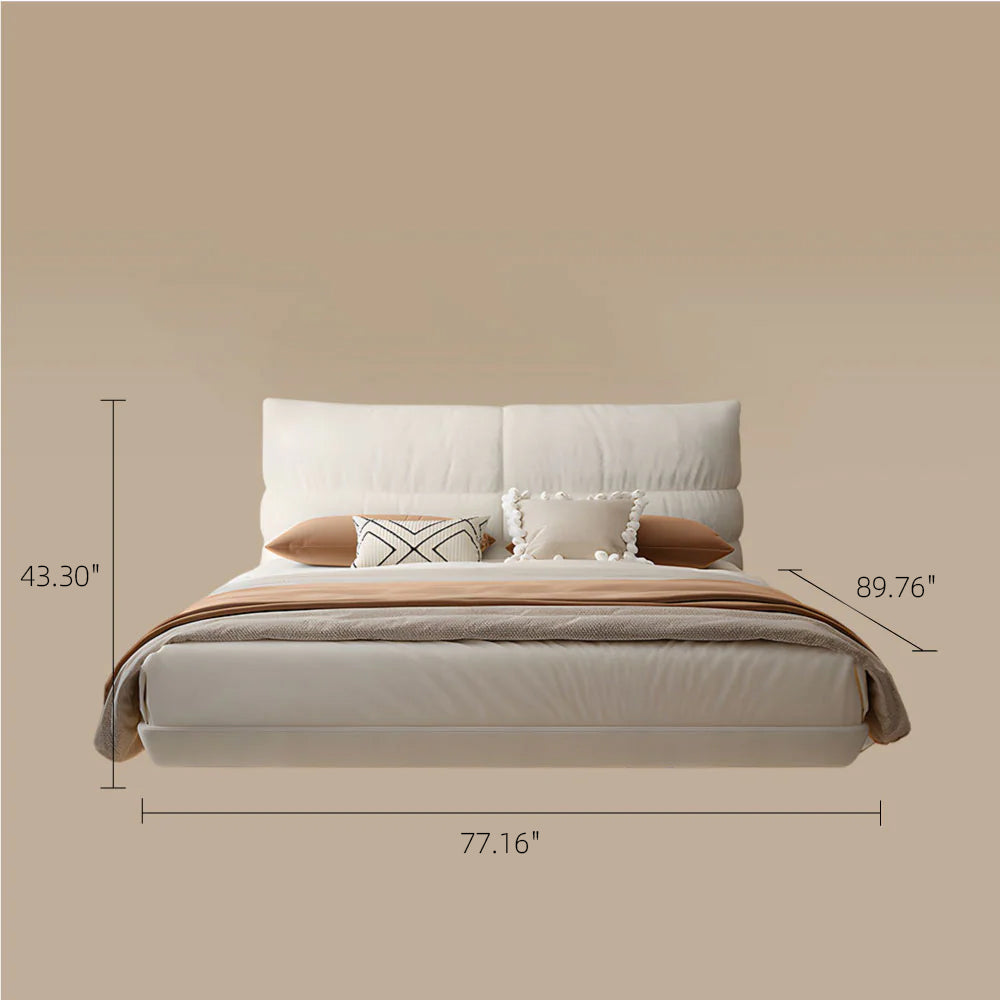 Modern Minimalist Bed with Elegant LED Lighting and Plush Upholstered Headboard for a Luxurious Bedroom Retreat
