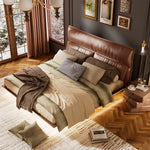 Load image into Gallery viewer, Luxury Floating Upholstered Platform Bed with LED Ambient Lighting &amp; Cushioned Headboard
