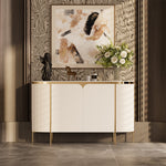 Load image into Gallery viewer, 58.5'' White &amp; Gold Contemporary Sideboard with Adjustable Shelves
