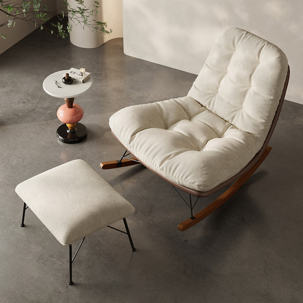 Modern Rocking Lounge Chair with Oversized Cushion Upholstered Accent Chair