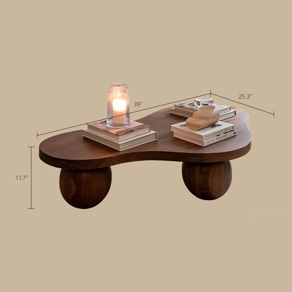 Modern Organic Wooden Coffee Table with Sculptural Legs Contemporary Wood Accent Table for Living Room
