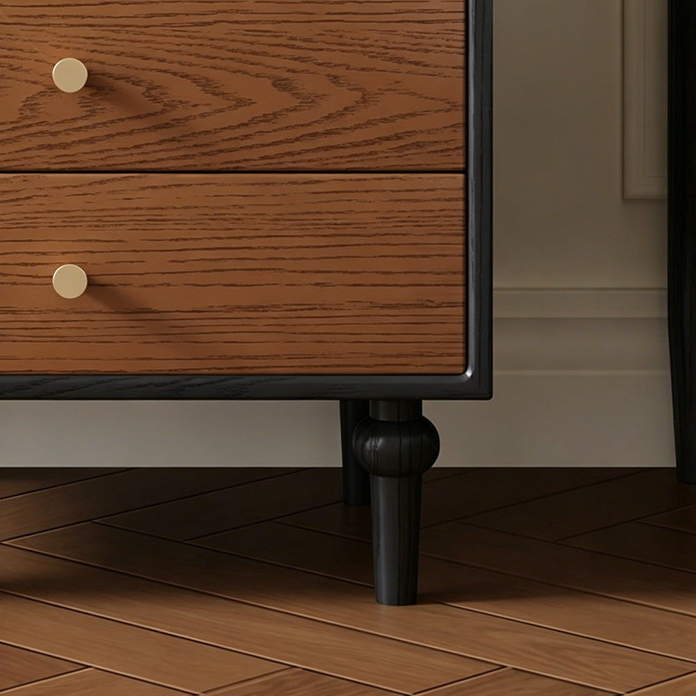 Modern Walnut Nightstand with Mirrored Drawer Mid Century Bedside Table