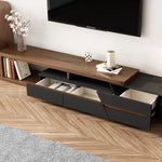 Load image into Gallery viewer, 78.7" Modern Walnut &amp; Black Adjustable TV Console Expandable Media Stand
