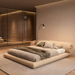 Load image into Gallery viewer, Minimalist Japanese-Style Tatami Bed Fabric Steel-Wood Slatted Frame

