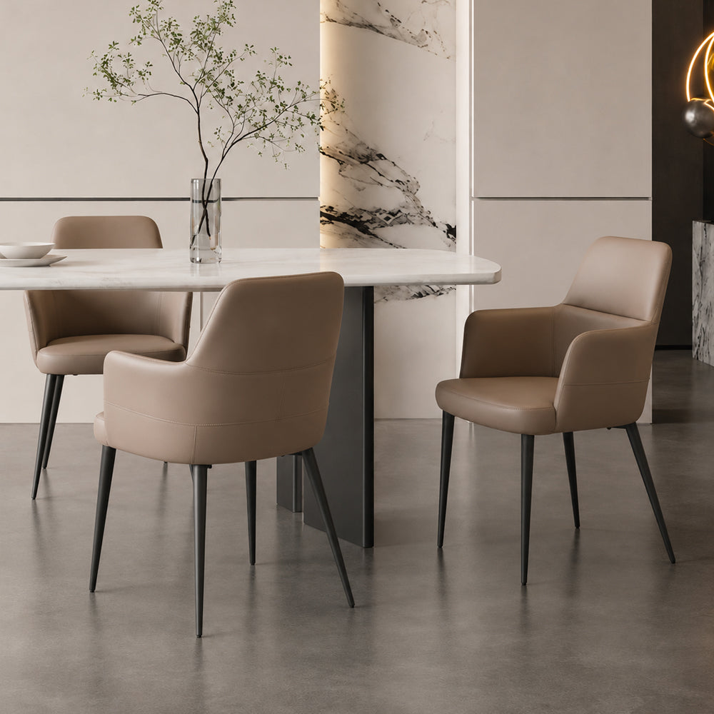 Ergonomic Padded Coffee Brown Microfiber Arm Dining Room Accent Chair 1 Piece