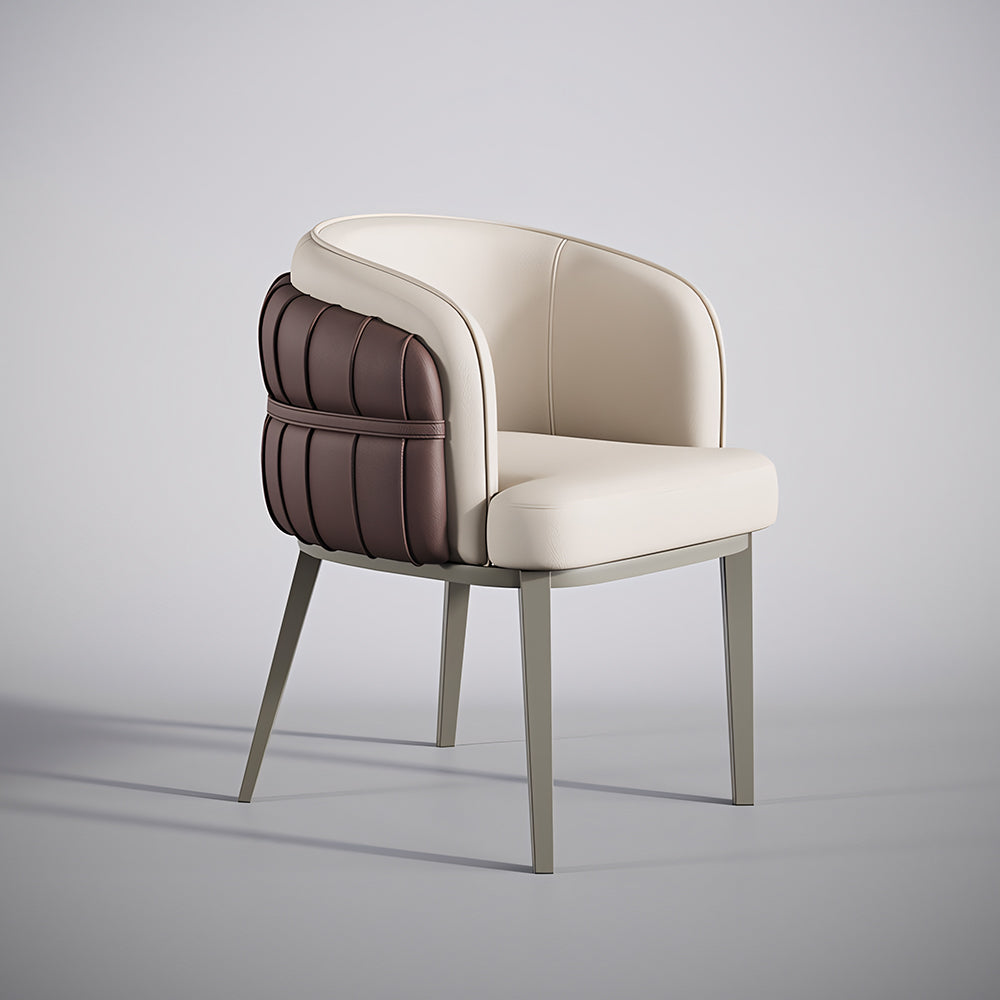 Set of 2 Modern Upholstered Dining Chair with Curved Backrest Cream Accent Chair Minimalist Dining Chair