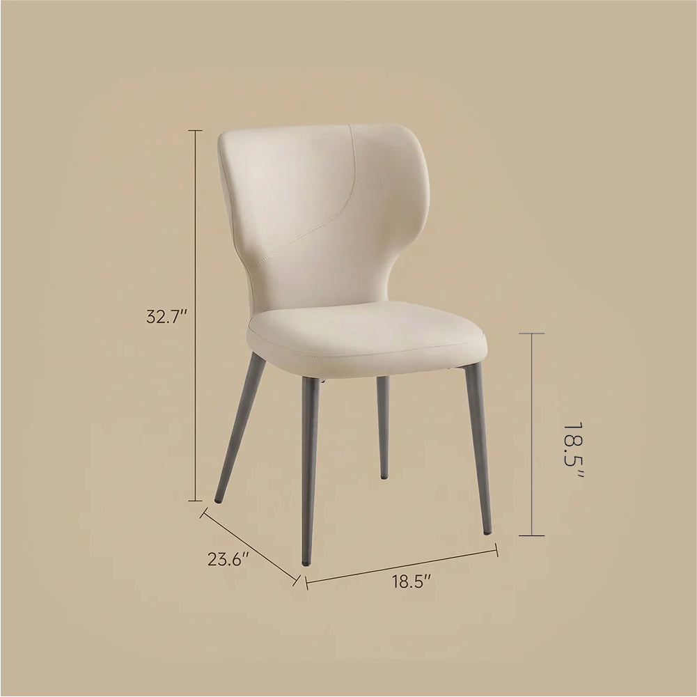 Modern Upholstered Dining Chair Minimalist Curved Back Soft Seat Accent Chair with Metal Legs