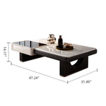 Load image into Gallery viewer, Modern Luxury Coffee Table with Marble Pattern Top and Black Accent Surface
