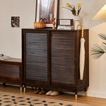 Load image into Gallery viewer, 39.3'' Modern Wooden Louvered Door Shoe Cabinet Large Capacity Hidden Shoe Storage
