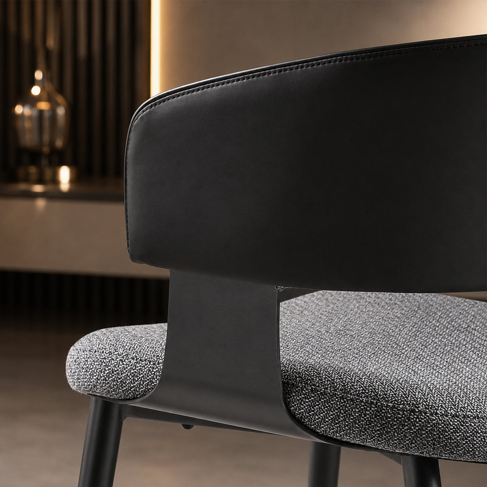 Layered Microfiber Texture Ergonomic Grey Residential Dining Room Chair 1 Piece