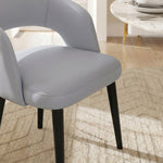 Load image into Gallery viewer, Modern Hollow Back Grey Faux Leather Padded Seat Contemporary Dining Chair 1 Piece
