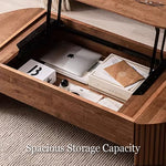 Load image into Gallery viewer, 46.8'' Oval Lift Top Coffee Table Medium Size Wooden Finish Hidden Storage Elegant Design
