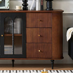 Load image into Gallery viewer, 62.9'' Sideboard Buffet Cabinet Retro Modern Design Textured Glass Doors Ample Storage Space
