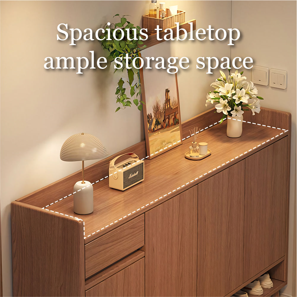 47.2''/55.1'' Modern Walnut Entryway Shoe Cabinet with Drawer Stylish Storage Organizer