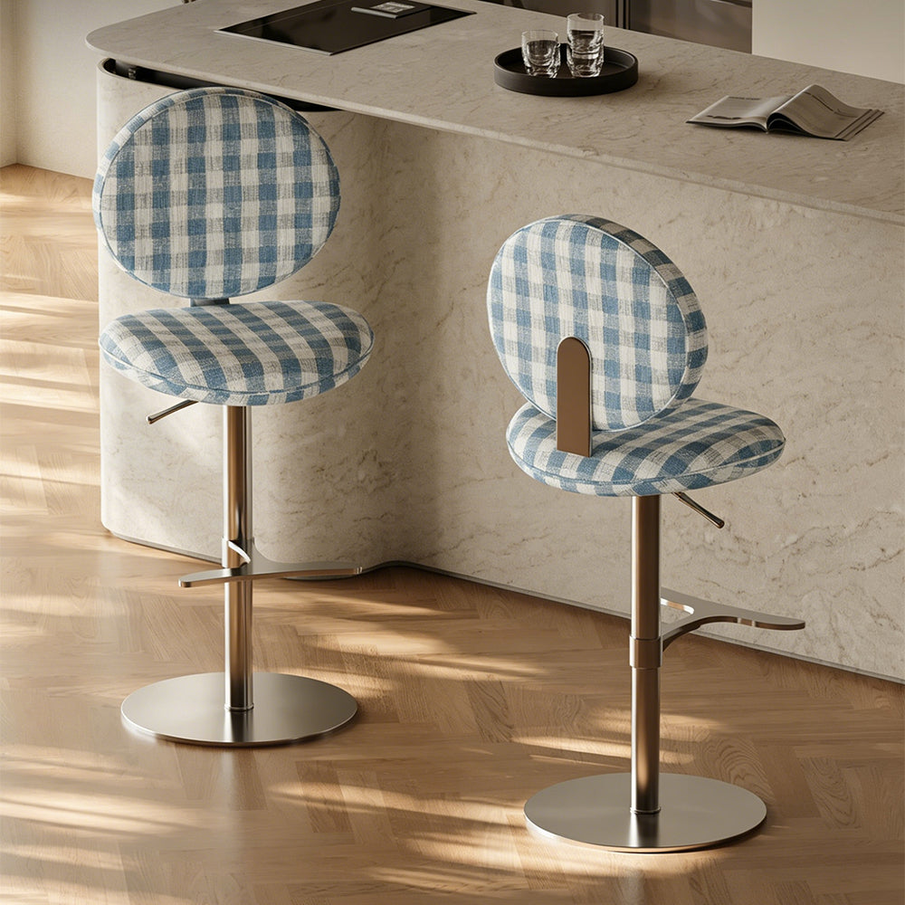 Modern Adjustable Swivel Bar Stool Green Polka Dot Upholstered Counter Chair 1 Piece