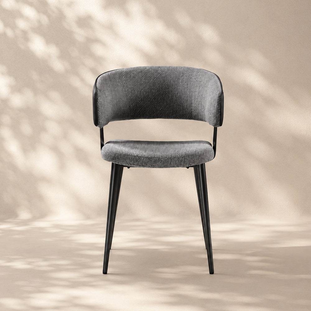 Layered Microfiber Texture Ergonomic Grey Residential Dining Room Chair 1 Piece