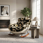 Load image into Gallery viewer, Cozy Faux Fur Rocking Chair with Wooden Base
