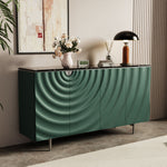 Load image into Gallery viewer, 62.4" Modern Ripple Design Green Sideboard with Black Stone Top
