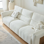 Load image into Gallery viewer, 106.2'' Modern Electric Reclining Sofa Cream Fabric Power Sofa with Adjustable Footrest and Wide Armrests
