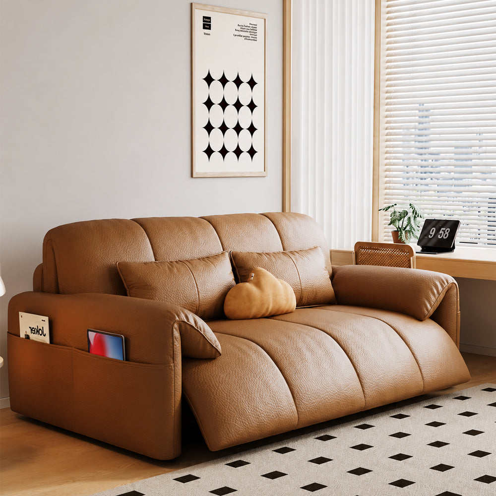 Modern Channel Wireless Control Tufted Scratch Resistance Synthetic Leather Sleeper Sofa Bed