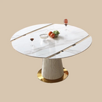 Load image into Gallery viewer, Luxury White &amp; Gold Dining Suite Convertible Expandable Dining Table Contemporary Sideboard
