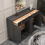 Load image into Gallery viewer, 55.1" Modern Luxury Shoe Cabinet with Arched Panel Doors &amp; Gold Accents Elegant Entryway Storage Sideboard
