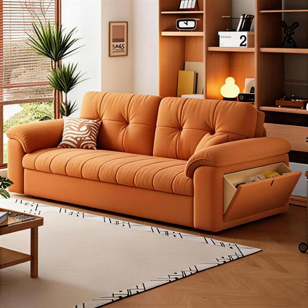 77.9'' Modern Velvet Storage Sofa Bed Pull Out Sleeper Couch with Hidden Storage Drawers Upholstered Convertible Sofa