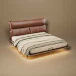 Load image into Gallery viewer, Luxury Floating Upholstered Platform Bed with LED Ambient Lighting &amp; Cushioned Headboard
