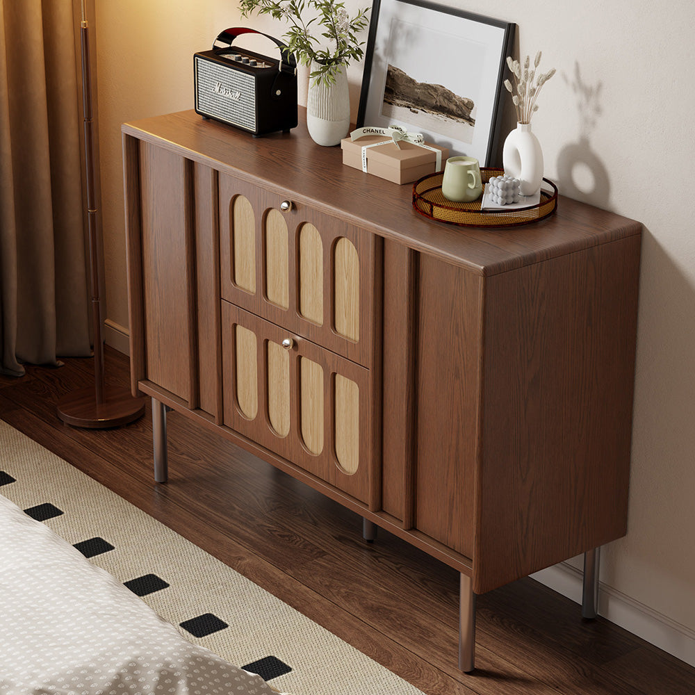 47.2" Mid Century Arched Wood Sideboard With Drawers and Cabinet
