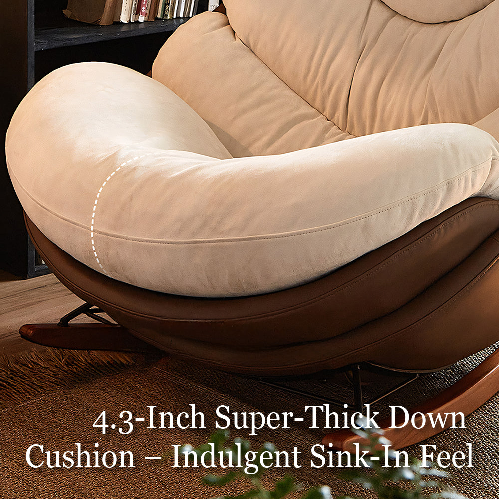 Modern Rocking Chair  Plush Comfort Ergonomic Design Durable Wooden Base for Relaxation
