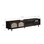 Load image into Gallery viewer, Mid-Century Modern TV Cabinet Cane and Ribbed Glass Design Elegant Wooden Entertainment Center
