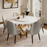 Load image into Gallery viewer, Round Dining Table Lazy Susan Marble Effect X Metal Base Perfect for 4-6 People
