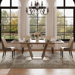 Load image into Gallery viewer, 58"-81" Extendable Dining Table with Modern Patterned Stone Top
