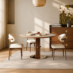 Load image into Gallery viewer, 31.49" Modern Round Dining &amp; Meeting Table with Sculptural Wood Pedestal Base
