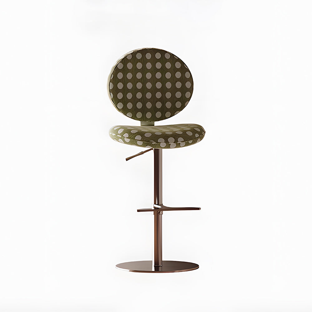 Modern Adjustable Swivel Bar Stool Green Polka Dot Upholstered Counter Chair 1 Piece