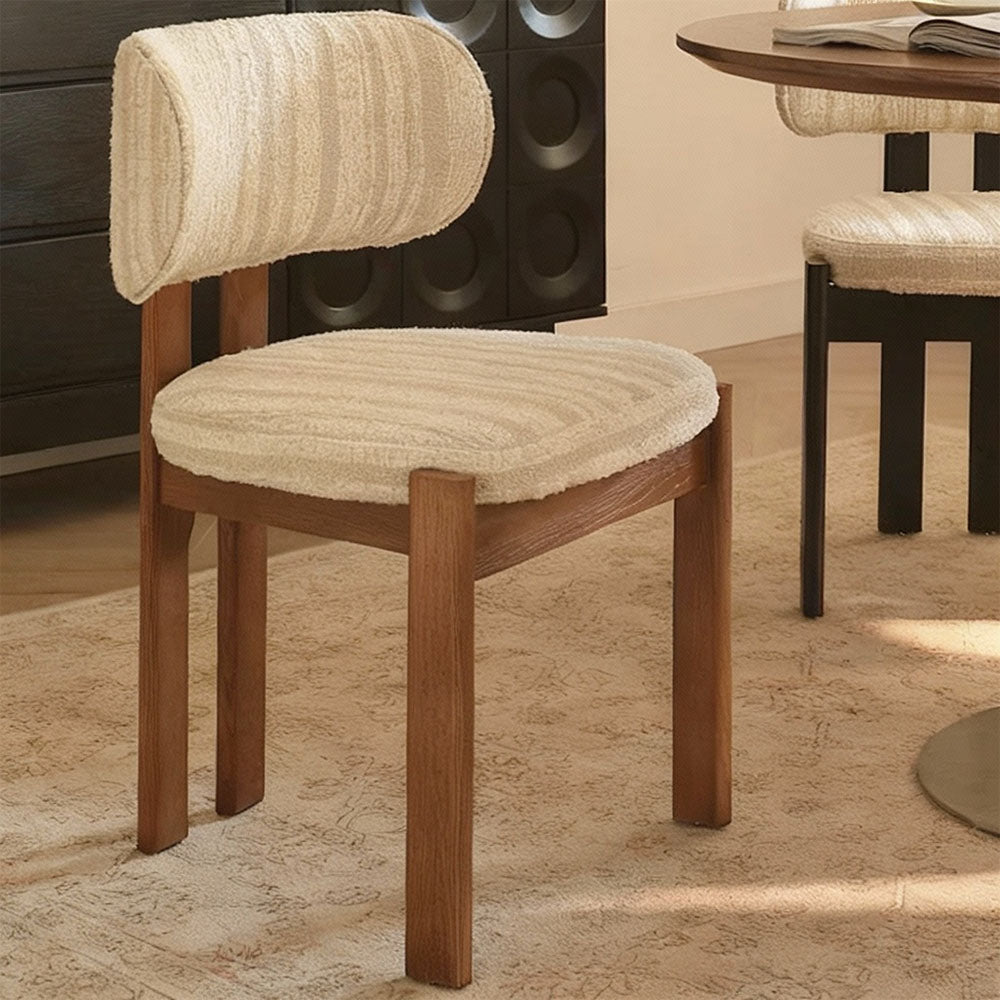Set of 2 Modern Scandinavian Fabric Dining Chairs with Solid Wood Frame