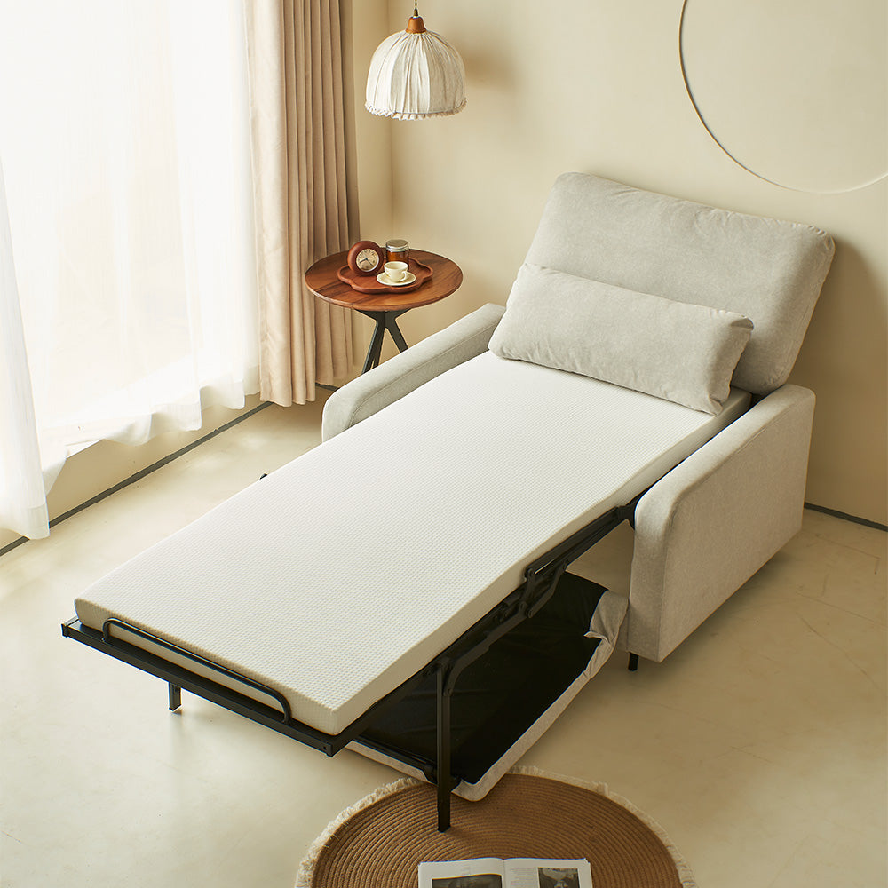 41.3'' Modern Single Sofa Bed with Mattress Fabric Pull Out Sleeper Chair Convertible Armchair with Metal Frame