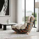 Load image into Gallery viewer, Modern Sculptural Lounge Chair with Plush Cushion and Solid Wood Legs
