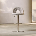 Load image into Gallery viewer, 1 Piece Modern Boucle Adjustable Bar Stool with Sculptural Backrest and Stainless Steel Base
