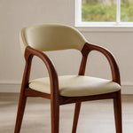 Load image into Gallery viewer, Modern Wood Dining Chair with Cream Upholstered Seat and Curved Arms 1 Piece
